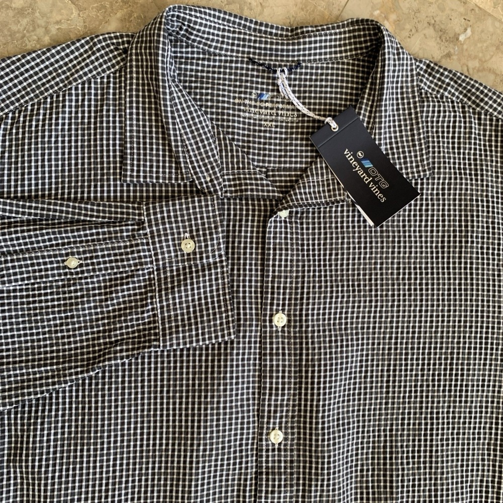 Vineyard Vines Shirt Mens XXL On The Go Performance Seersucker Shirt Gray NWT